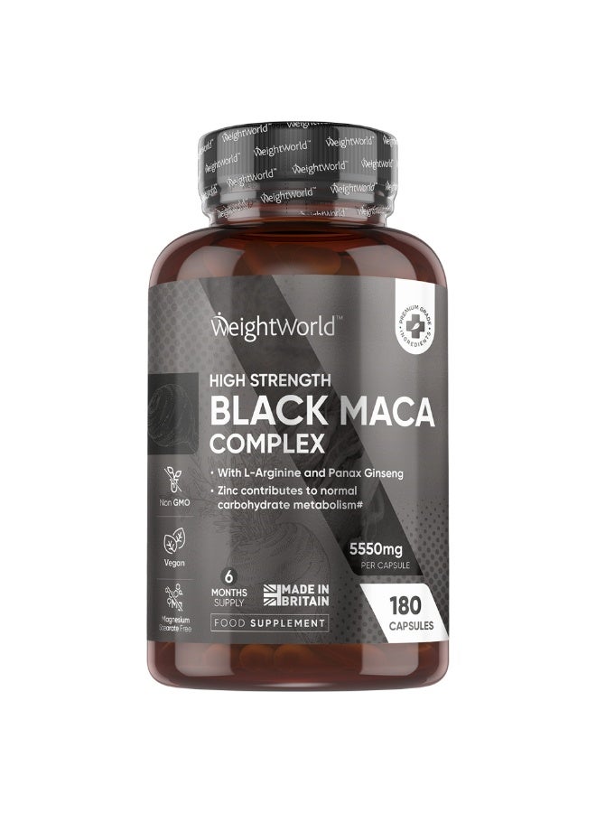 بلاك ماكا كومبلكس 5550 ملغ – يدعم الطاقة والقدرة التحمل والتوازن الهرموني، 180 كبسولة، صنع في المملكة المتحدة - Image 1