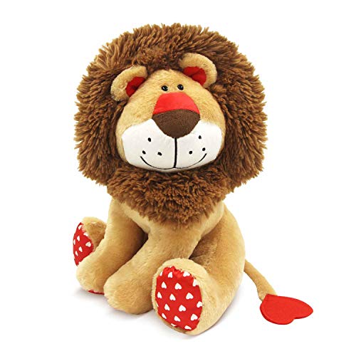 WEIGEDU Love Lion Stuffed Animal King Lion Plush Toy with Mane Heart Shape Tail for Boy Girls Kids Baby Couple Lover Birthday Bedtime Gift 138 - Image 1