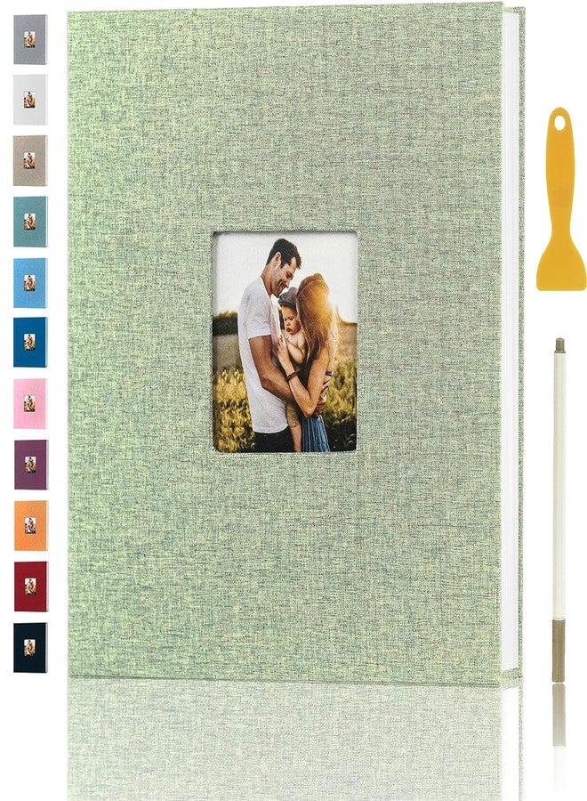 Aenbuslm Photo Album Self Adhesive Pages for 4x6 5x7 8x10 Pictures Magnetic Scrapbook Photo Albums with Sticky Pages Books with A Metallic Pen for Baby Wedding Family 11x10.6 GrassGreen 60 Pages - Image 1