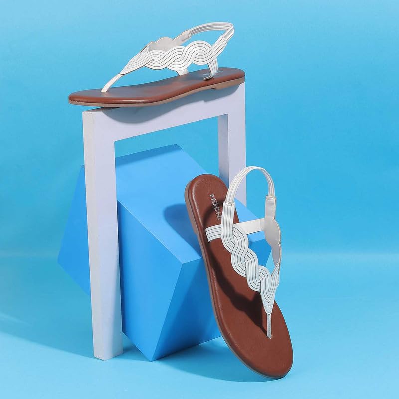 Mochi Women White Flat Synthetic Sandal UK/4 EU/37 - Image 2