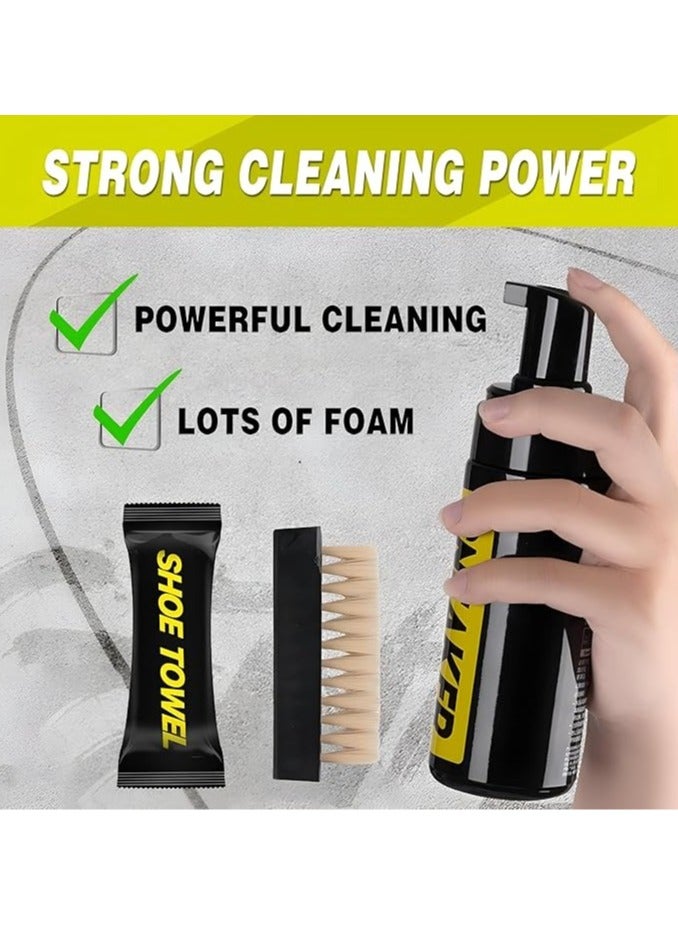 كاسابيلا دى براند مجموعة تنظيف الأحذية والأحذية الرياضية - مجموعة تنظيف رغوية، فرشتان للأحذية للتنظيف العميق، منشفة من الألياف الدقيقة - مجموعة أساسية للعناية بالأحذية الرياضية، والجلد، والشمواه، والنوبوك، والأحذية الرياضية، والأحذية الكاجوال - Image 2