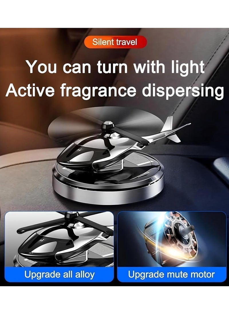 JAJEEK Car Accessories Interior – Helicopter Solar Energy Rotating Aromatherapy Air Freshener for Car and Home, Silver Aviation Alloy Diffuser, Car Perfume and Car Fragrance - Image 2