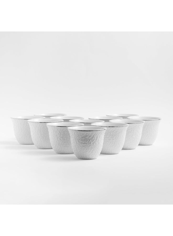 ماستر جولد طقم فناجين قهوة سعودي مكون من 12 قطعة من البورسلين سعة 80 مل مع شعار بارز | فناجين قهوة مثالية للمكاتب والمناسبات المختلفة والحفلات | أطقم فناجين قهوة للضيافة - Image 5