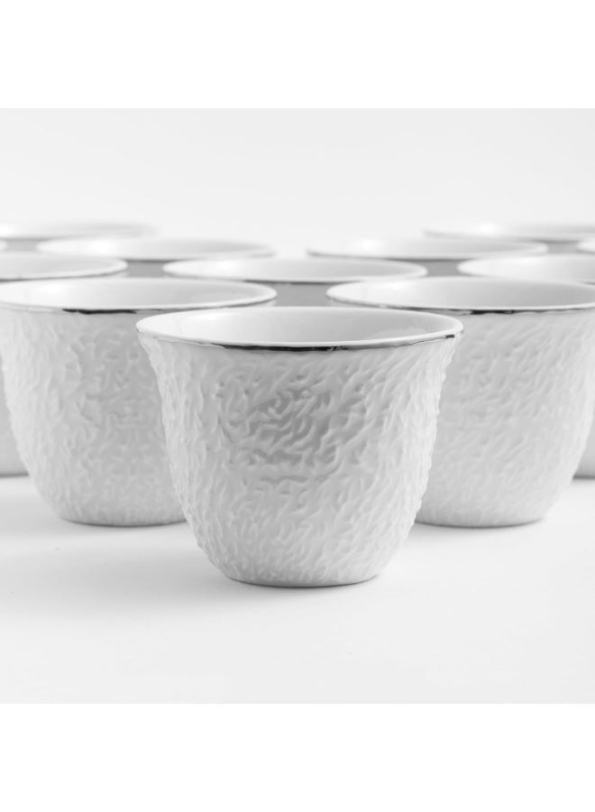 ماستر جولد طقم فناجين قهوة سعودي مكون من 12 قطعة من البورسلين سعة 80 مل مع شعار بارز | فناجين قهوة مثالية للمكاتب والمناسبات المختلفة والحفلات | أطقم فناجين قهوة للضيافة - Image 4