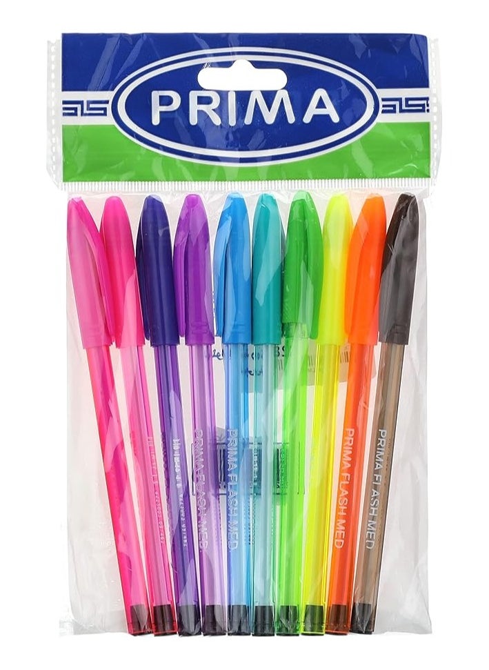 PRIMA Prima Flash Ballpoint Pen, Set of 10 Assorted Colors  - Image 1
