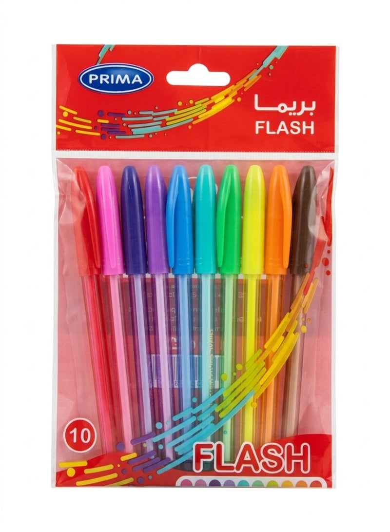 Prima Flash Ballpoint Pen, Set of 10 Assorted Colors - Image 2
