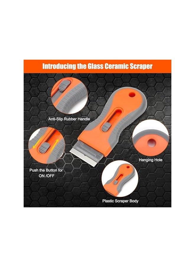 PROMASS Ceramic Scraper,2 Pack Scraper Tool with 10Pcs Plastic Blades and 10Pcs Metal Blades Replaceable,Multi-Purpose Cleaning Scraper, for Removing Decals, Stickers, Labels, Caulk, Adhesive, Glue,Paint  - Image 4