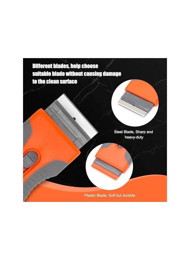PROMASS Ceramic Scraper,2 Pack Scraper Tool with 10Pcs Plastic Blades and 10Pcs Metal Blades Replaceable,Multi-Purpose Cleaning Scraper, for Removing Decals, Stickers, Labels, Caulk, Adhesive, Glue,Paint  - Image 3