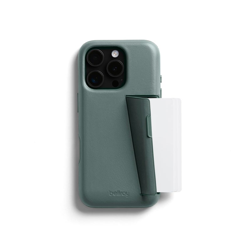 Bellroy Phone Case â€“ 3 Card for iPhone 16 Pro (Leather iPhone case, Phone Wallet) - Agave - Image 1