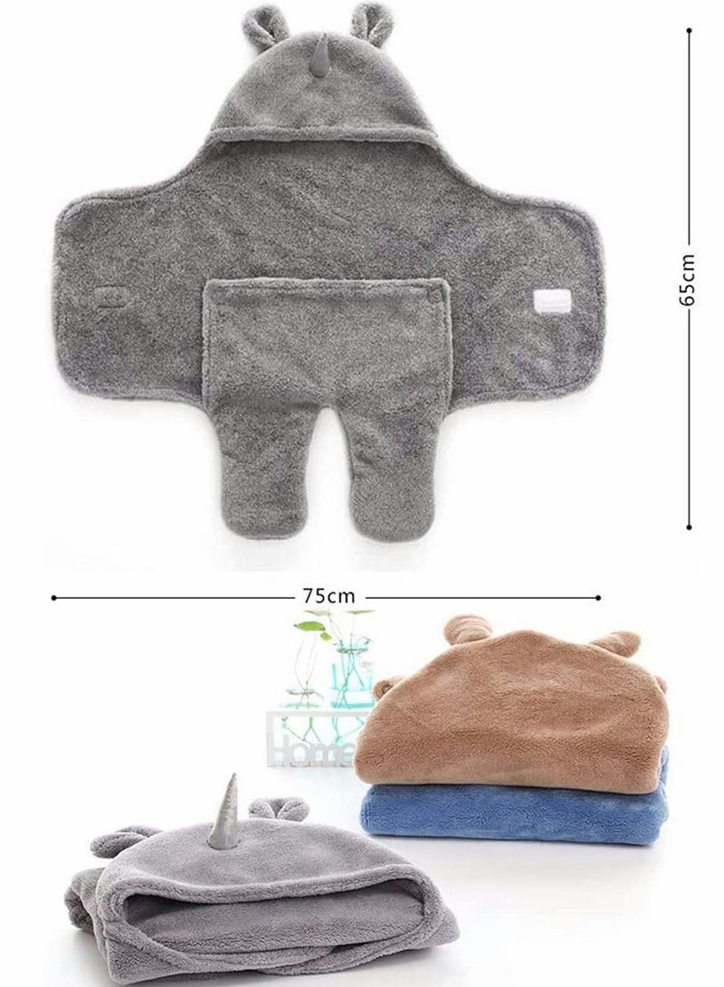 KASTWAVE Baby Cute Hooded Swaddle Receiving Blanket, Fleece Cotton Stroller Crib Sleeping Bag Sack for Universal Baby Cute Newborn Infant Baby Boy Girl Swaddle Photography Prop For 0-12 Months (Camel)  - Image 5