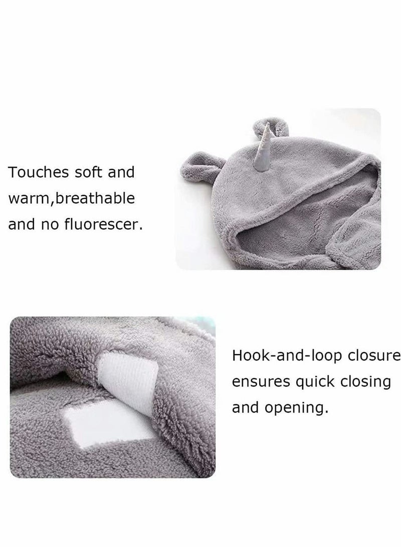 KASTWAVE Baby Cute Hooded Swaddle Receiving Blanket, Fleece Cotton Stroller Crib Sleeping Bag Sack for Universal Baby Cute Newborn Infant Baby Boy Girl Swaddle Photography Prop For 0-12 Months (Camel)  - Image 2