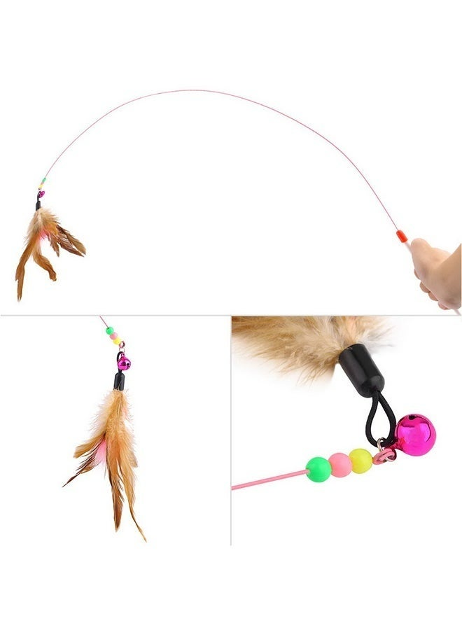 Wire Chaser Wand Teaser Feather Toy Multicolour With Extra 1pc Replacement Head Interactive For Cats Kitten Playtime Home Indoor Outdoor - Image 5