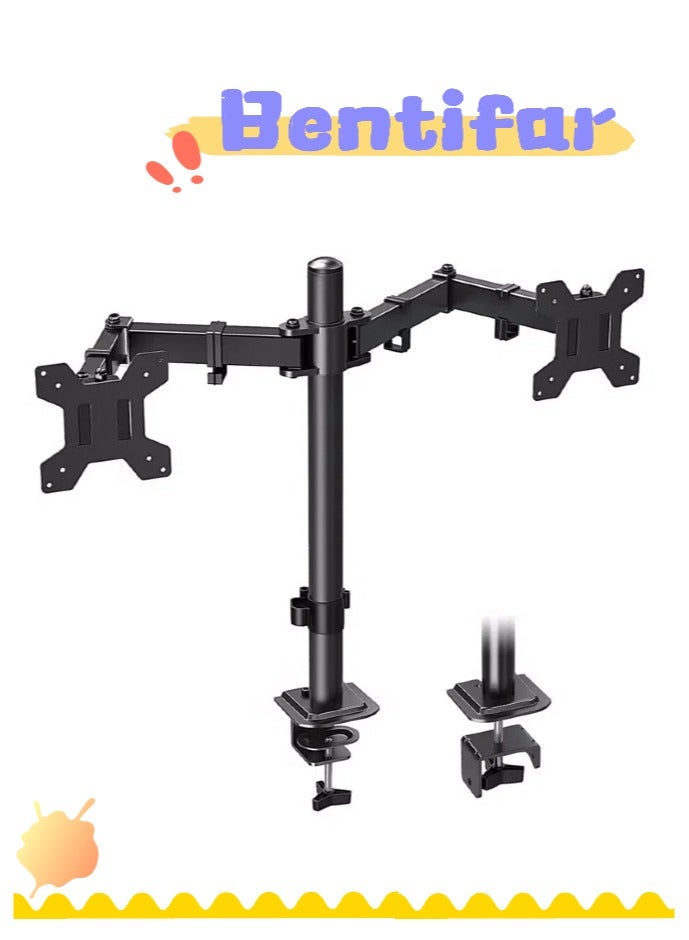 Bentifar Gas Spring Dual Monitor Stand - Supports Two 32-Inch, 19.8 lb Monitors, Black, VESA 75/100mm, Sturdy Arm with +60° to -45° Tilt, ±180° Swivel, and Full Rotation - Image 3