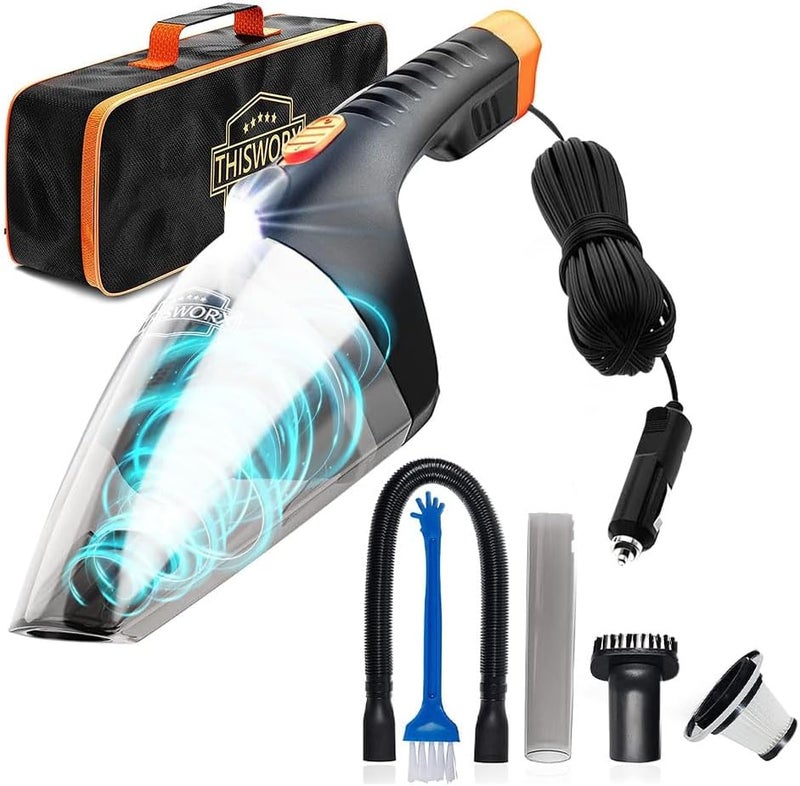 Power Practical ThisWorx Car Vacuum Cleaner 2.0, Portable Handheld Mini Vacuums Cleaner W/ 16ft Cord, LED Light, Bag, & Attachments- Small Vac for RV, Boats, Travel, Car Accessories, Lightweight - Image 1