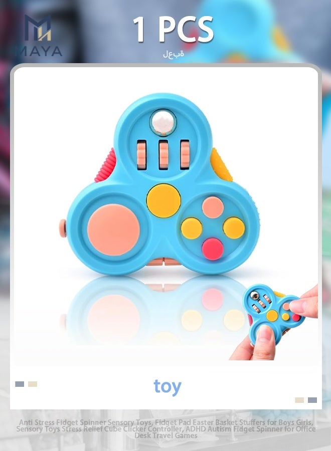 Maya Anti Stress Fidget Spinner Sensory Toys, Fidget Pad Easter Basket Stuffers for Boys Girls, Sensory Toys Stress Relief Cube Clicker Controller, ADHD Autism Fidget Spinner for Office Desk Travel Games - Image 1