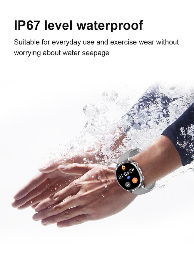 WAPIK - Korean Brand Smart Watch Y5，Business Smartwatch, Waterproof Fitness Watch, Bluetooth Calling, Compatible with Android and iOS,Smartwatch For Men, Zinc Alloy Vacuum Plating, Heart Rate Monitoring, Silver - Image 1