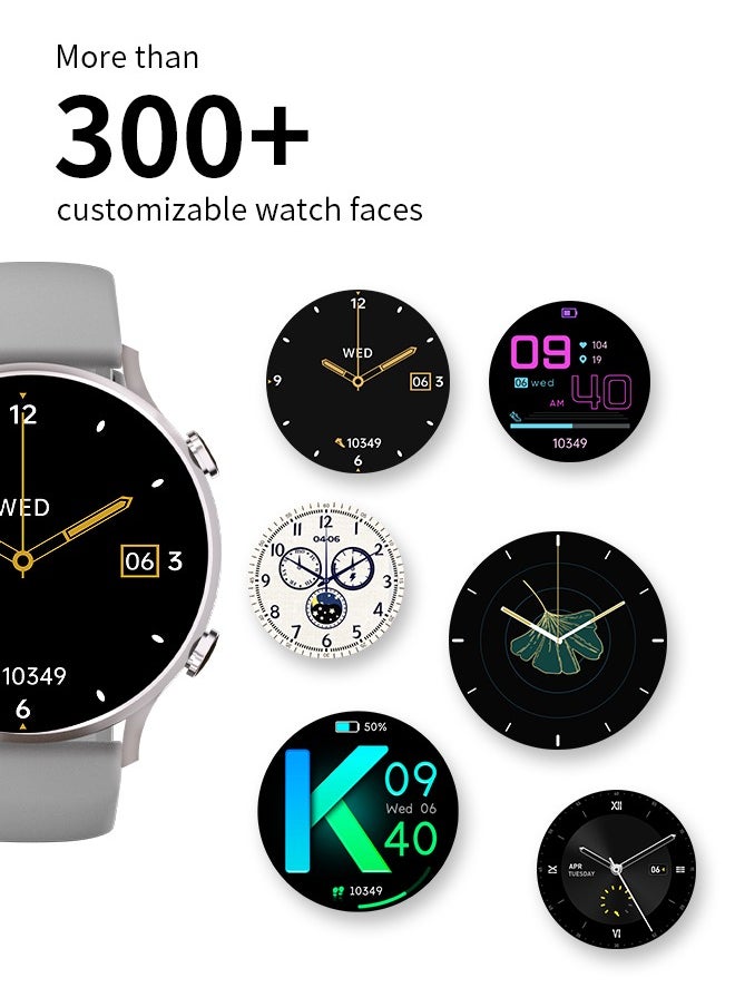 WAPIK - Korean Brand Smart Watch Y5，Business Smartwatch, Waterproof Fitness Watch, Bluetooth Calling, Compatible with Android and iOS,Smartwatch For Men, Zinc Alloy Vacuum Plating, Heart Rate Monitoring, Silver - Image 1