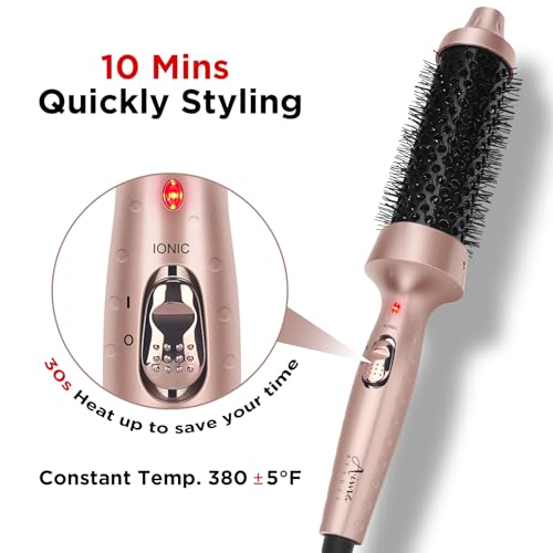 Aima Beauty Hot Brush, 1.3"/35mm Heated Curling Brush Makes Hair Smoother, Softer, Thermal Brush Get Natural Curls, Easy to Use, 30S Fast Heating, Dual Voltage & 60 Mins Auto-Off, Gold - Image 3
