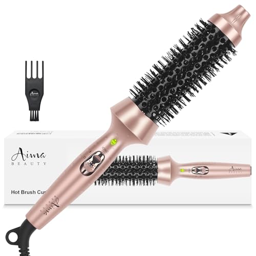 Aima Beauty Hot Brush, 1.3"/35mm Heated Curling Brush Makes Hair Smoother, Softer, Thermal Brush Get Natural Curls, Easy to Use, 30S Fast Heating, Dual Voltage & 60 Mins Auto-Off, Gold - Image 1