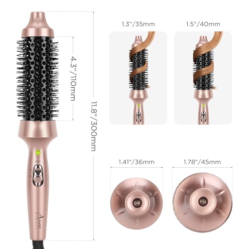 Aima Beauty Hot Brush, 1.3"/35mm Heated Curling Brush Makes Hair Smoother, Softer, Thermal Brush Get Natural Curls, Easy to Use, 30S Fast Heating, Dual Voltage & 60 Mins Auto-Off, Gold - Image 5