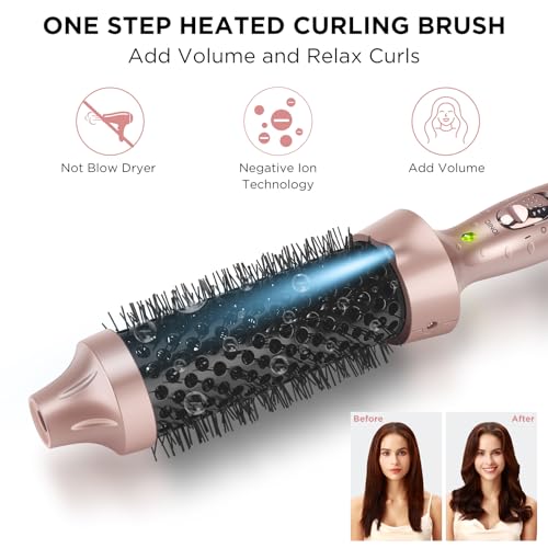 Aima Beauty Hot Brush, 1.3"/35mm Heated Curling Brush Makes Hair Smoother, Softer, Thermal Brush Get Natural Curls, Easy to Use, 30S Fast Heating, Dual Voltage & 60 Mins Auto-Off, Gold - Image 2