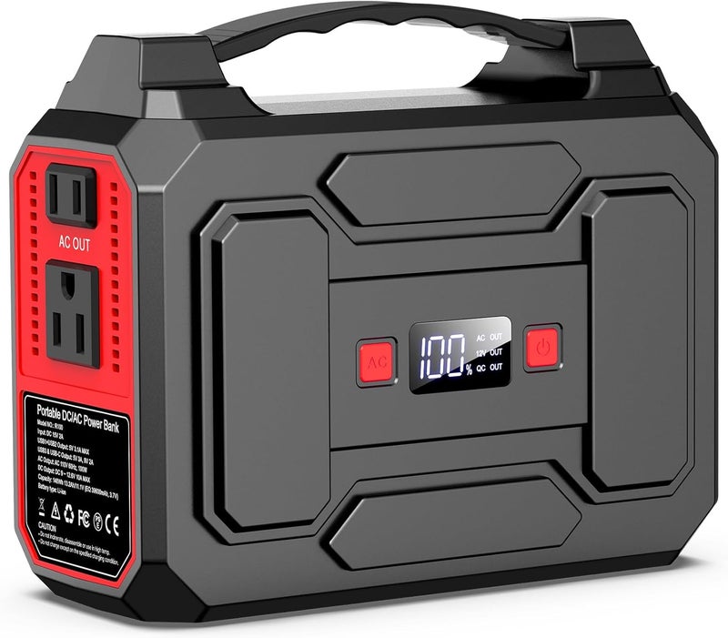Portable Power Station Bank 146Wh 200W Peak(100W Rated), Solar Powered Power Bank with AC Outlet 110V for Camping, Solar Charger Power Bank Battery Pack 39600mAh for Home Outdoor Emergency - Image 1