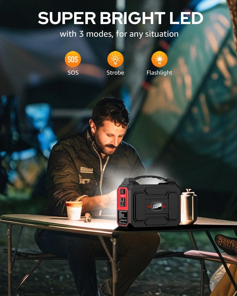Portable Power Station Bank 146Wh 200W Peak(100W Rated), Solar Powered Power Bank with AC Outlet 110V for Camping, Solar Charger Power Bank Battery Pack 39600mAh for Home Outdoor Emergency - Image 5