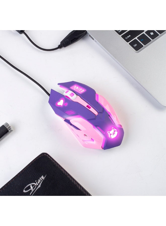 Nariele New Colorful Luminous Silent Esports Wired Mouse