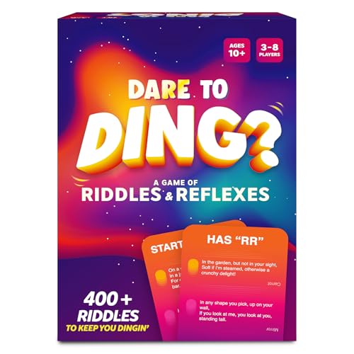 Gouda Games Dare to Ding - Game of Riddles & Reflexes, Fast-paced Card Game, Test Your Wits, Family-Friendly Game for Teens, Families & Adults, Gifts for Ages 10, 11, 12 and Up, 3-8 Players - Image 1