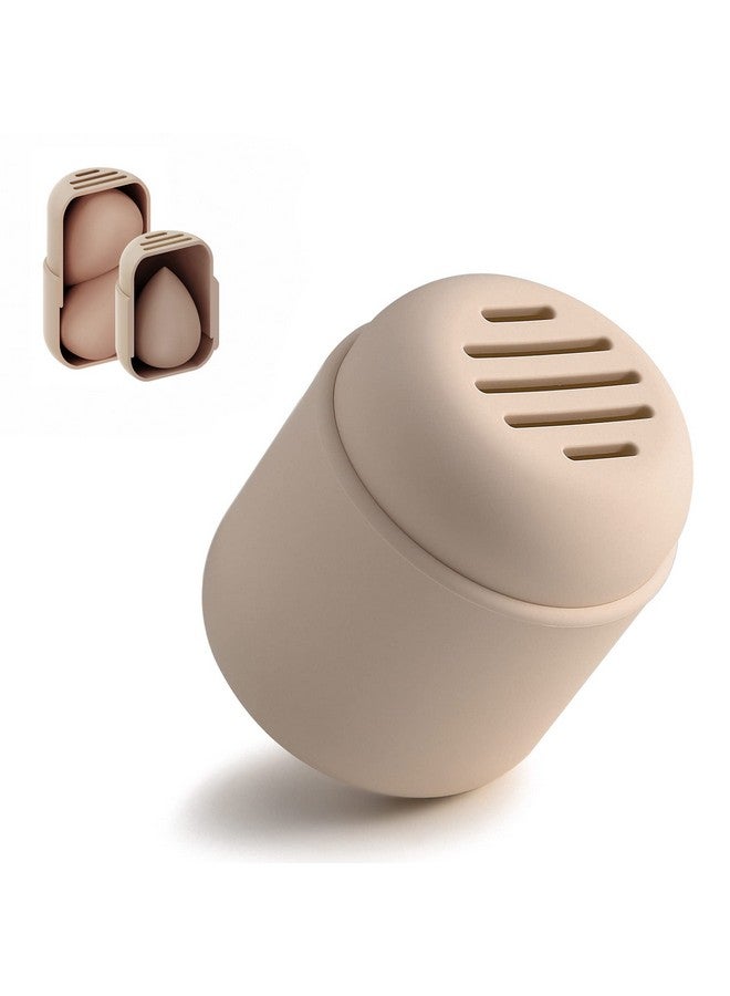 BEZOX Makeup Sponge Holder Silicone Beauty Sponge Case With Doublesided Vent Design For Quick Drying Compact Travel Essentials Make Up Puff Blender Container Khaki - Image 1