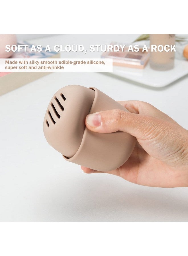 BEZOX Makeup Sponge Holder Silicone Beauty Sponge Case With Doublesided Vent Design For Quick Drying Compact Travel Essentials Make Up Puff Blender Container Khaki - Image 5