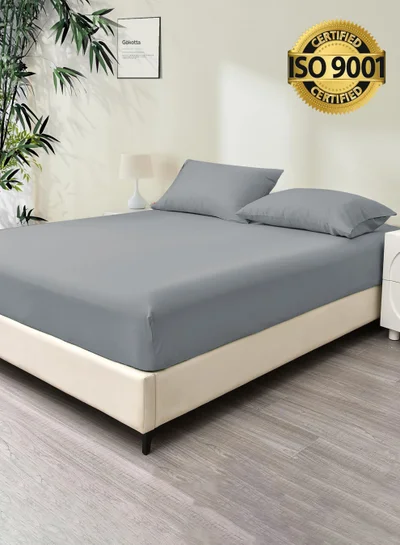 Master Home Textile King 100% Rayon Of Bamboo Cooling Fitted Sheet, Fitted Sheet With Elastic 200x200+35 cm, Breathable Silky Soft, King Size 3 Pieces