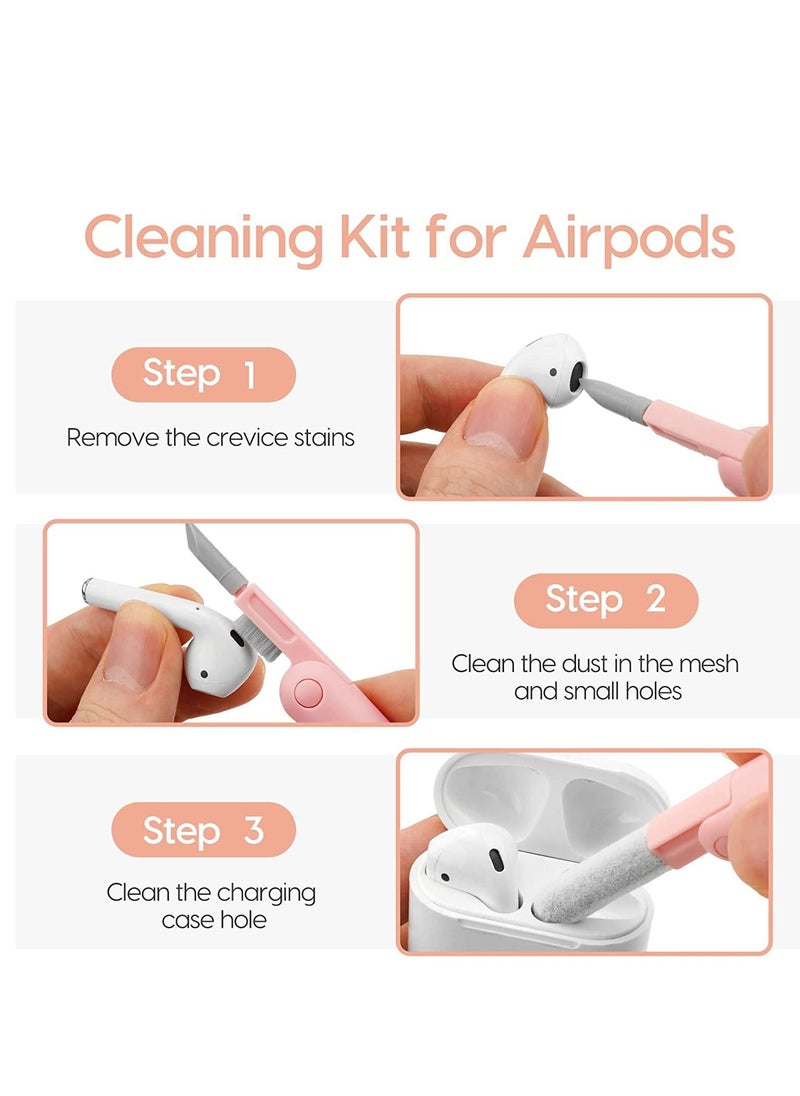 Generic - 7 in 1 Airpod Pro Cleaner Kit with Spray,MMH Multi-Function Electronic Keyboard MacBook Laptop Screen Earbud Cleaner Kit Tool with Cleaning Pen Brush for iPod,Phone,Tablet,PC,Computer,Headphone Pink - Image 1