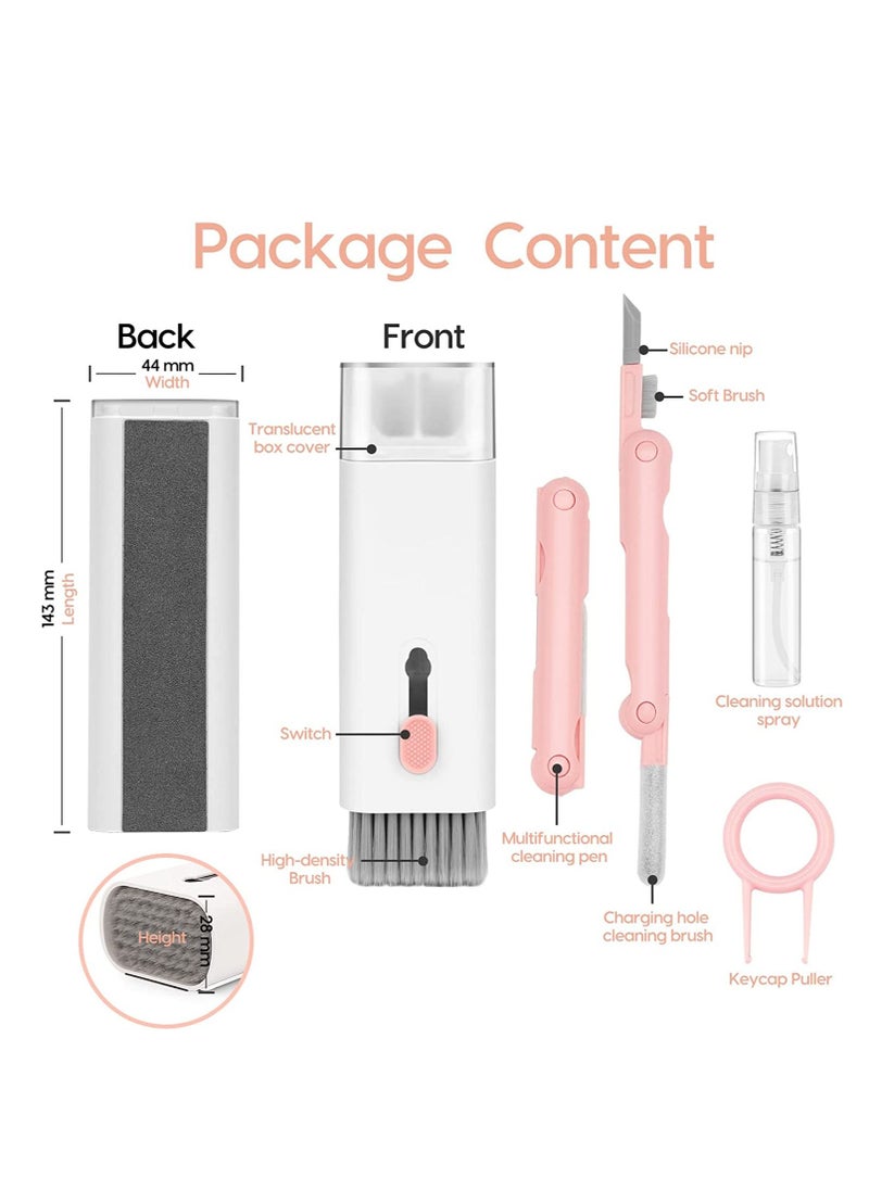 Generic - 7 in 1 Airpod Pro Cleaner Kit with Spray,MMH Multi-Function Electronic Keyboard MacBook Laptop Screen Earbud Cleaner Kit Tool with Cleaning Pen Brush for iPod,Phone,Tablet,PC,Computer,Headphone Pink - Image 1