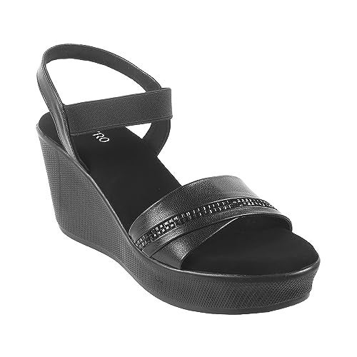 Metro Women Black Synthetic Leather Wedge Heel Sandal UK/5 EU/38 (34-98) - Image 2