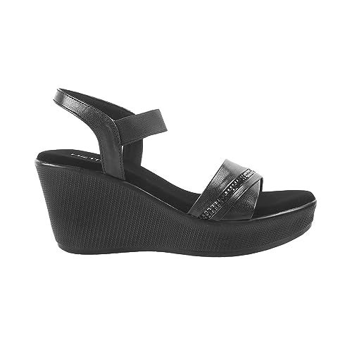 Metro Women Black Synthetic Leather Wedge Heel Sandal UK/5 EU/38 (34-98) - Image 3