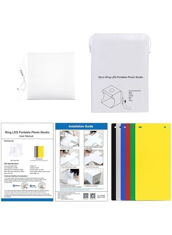 Mini Photo Studio Light Box 20cm Adjustable Brightness PVC With 3 Color LED Lights - Image 5