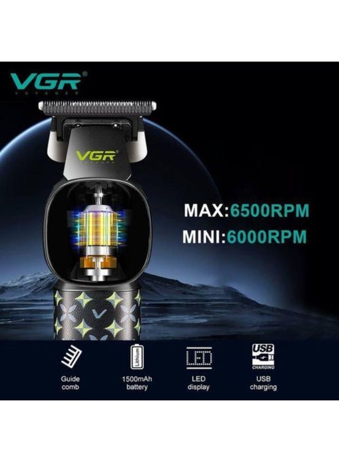 VGR Professional Hair Trimmer Men V-185 , Ceramic & Stainless Steel Blade Clipper, 220-Min Runtime, Corded & Cordless Use, USB Rechargeable, Guide Combs, Precision Grooming for Home & Barbers Multicolor - Image 2