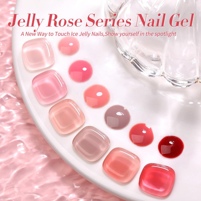 Born Pretty Jelly Nude Pink Gel Nail Polish Sheer Transparent Gel Polish 6Colors Soak Off U v Light Cure Gel Polish Kit for Salon and Nail Art DIY at Home - Image 3