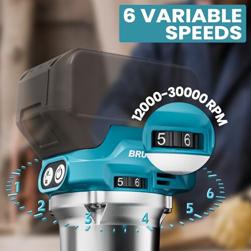 MtiolHig Cordless Compact Router Compatible with Ma-kita Battery (Bare Tool), 6 Variable Speeds Router Tool for Woodworking, 800W Fixed Base Wood Router with Trim Router Bits - Image 4