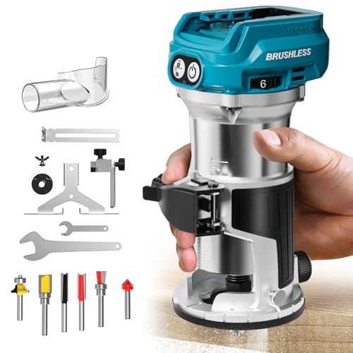 MtiolHig Cordless Compact Router Compatible with Ma-kita Battery (Bare Tool), 6 Variable Speeds Router Tool for Woodworking, 800W Fixed Base Wood Router with Trim Router Bits - Image 1