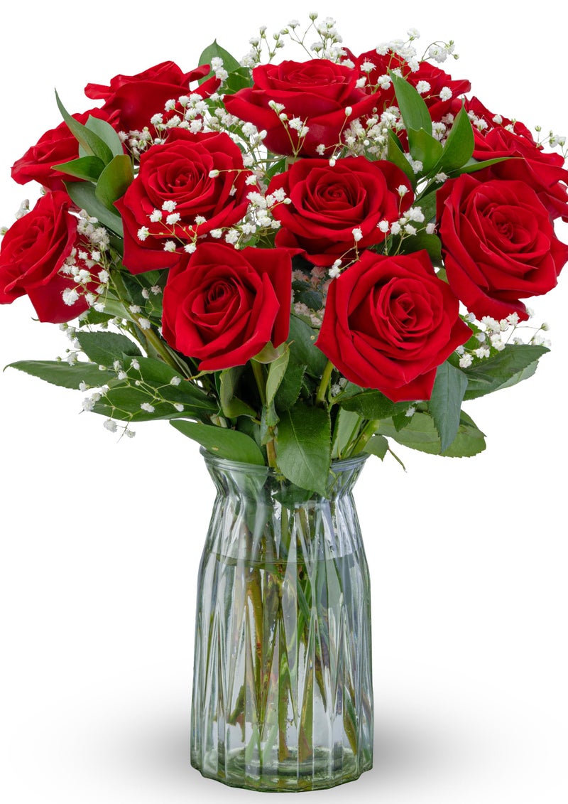 Benchmark Bouquets  Red Roses Bouquet  Fresh Flowers for Delivery  Mothers Day Flowers  One Dozen Long Stem Roses  Real Roses  Mothers Day Gifts for Mom Glass Vase Included - Image 3