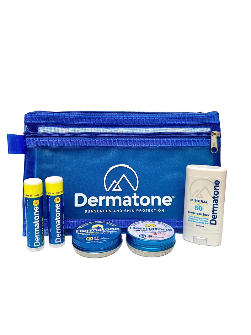 Dermatone Outdoor Protection Gift Pack | Contains 4 of our Sunscreen, Skin Protection Products | Classic Tin, Z-Cote, Mineral Sunscreen Stick & 2 Medicated Lip Balms - Image 1