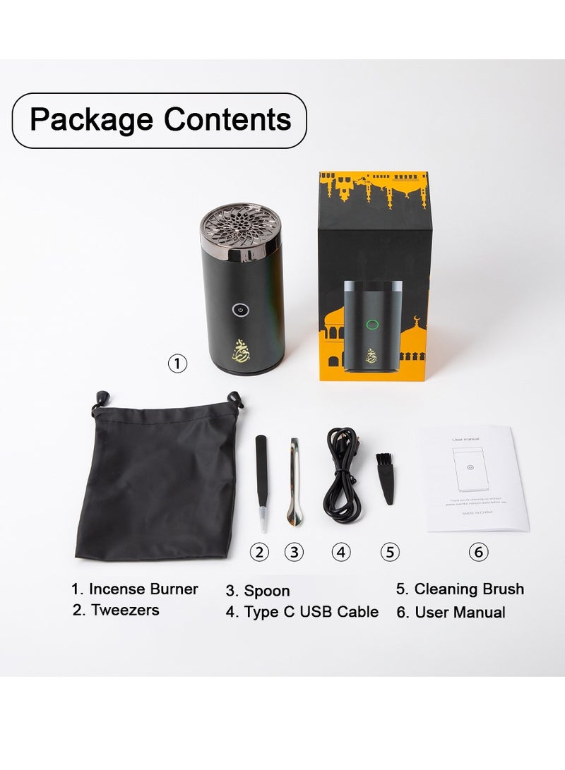 HEXAR مبخرة بخور كهربائية صغيرة محمولة من HEXAR® للسيارة وموقد عود كهربائي قابل لإعادة الشحن من النوع C للاستخدام المنزلي وحامل بخور كهربائي صغير محمول - Image 3