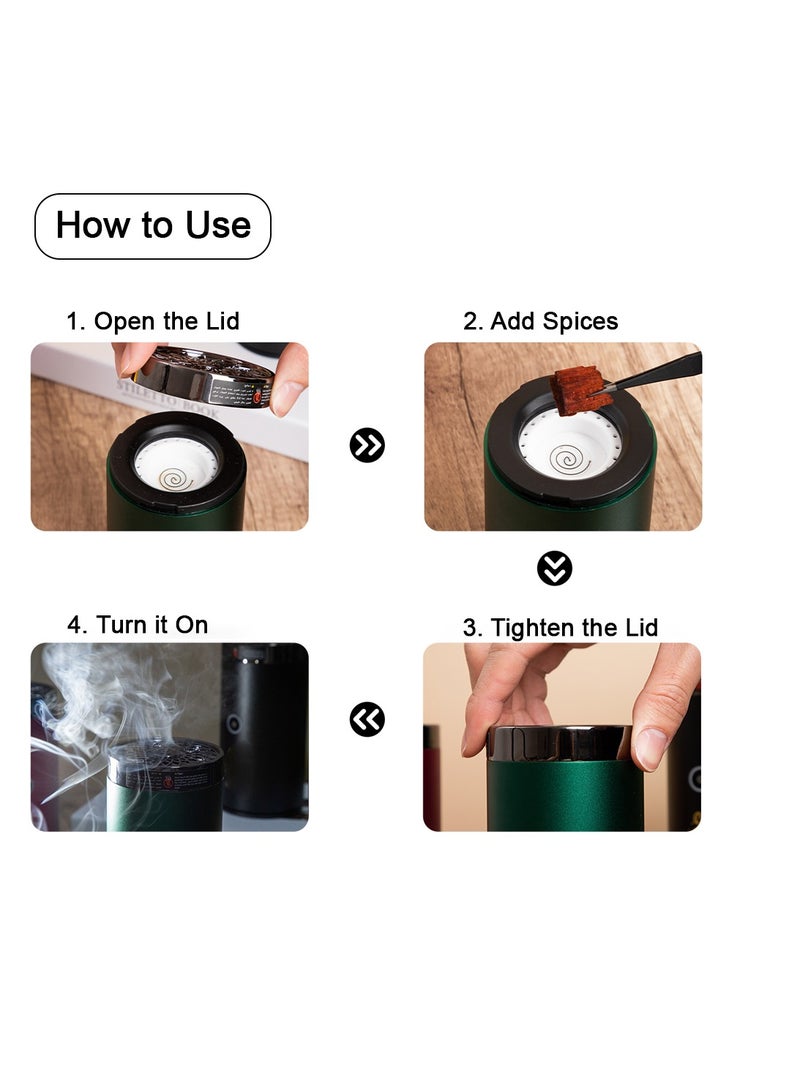 HEXAR مبخرة بخور كهربائية صغيرة محمولة من HEXAR® للسيارة وموقد عود كهربائي قابل لإعادة الشحن من النوع C للاستخدام المنزلي وحامل بخور كهربائي صغير محمول - Image 4