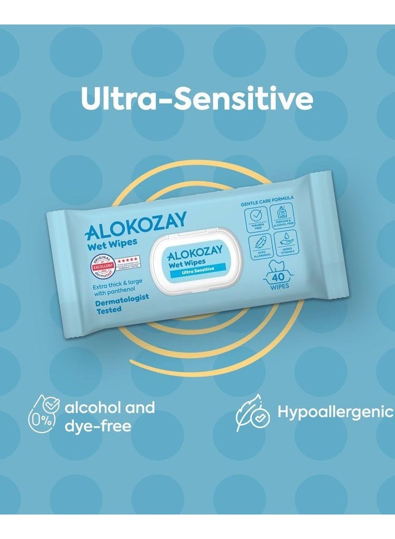 Alokozay Baby Wet Wipes Ultra-Sensitive Without Perfume 12 x 40 Wipes - Image 2