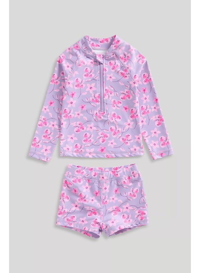 mothercare Floral Sunsafe UPF50+ Rash Vest and Shorts Set  - Image 1