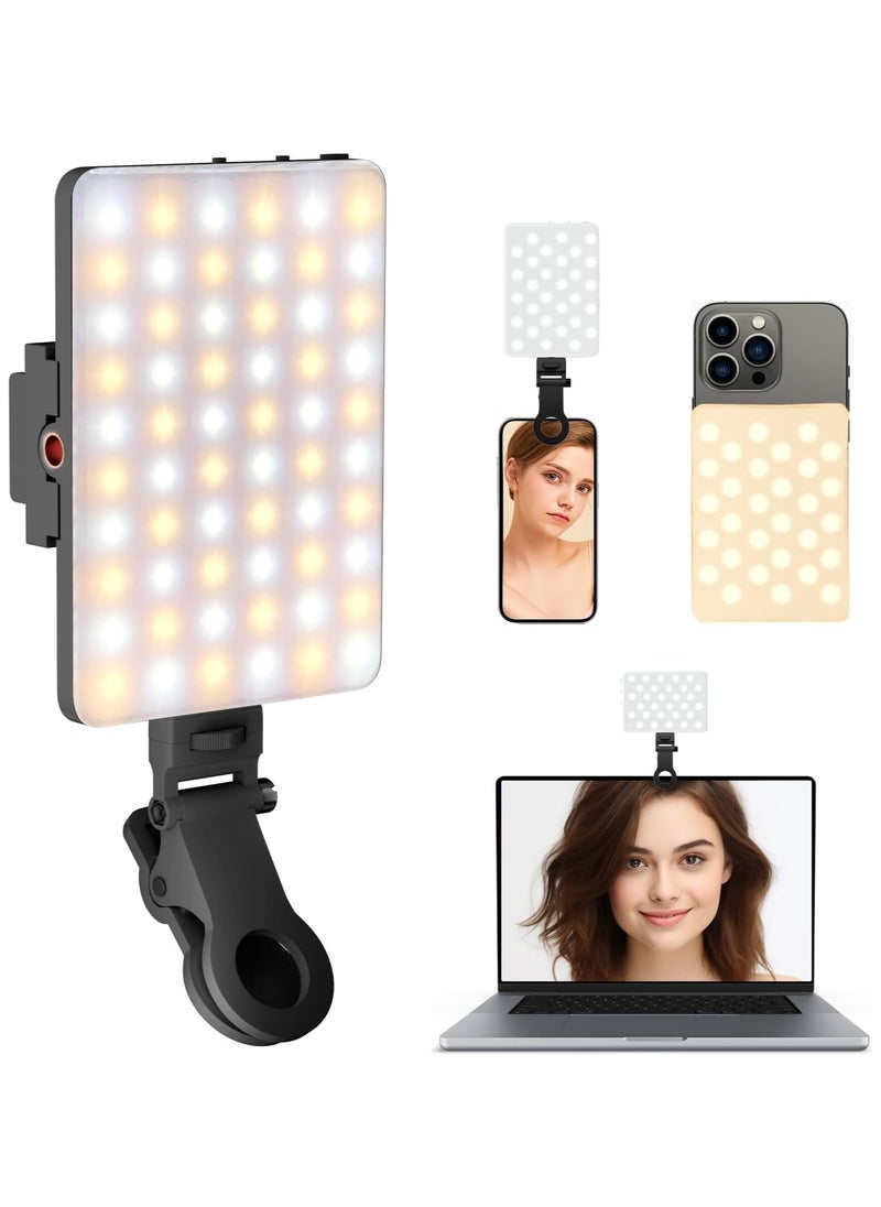 ماركة غير محددة - حلقة ضوء سيلفي قابلة للشحن، 60 LED، إضاءة محمولة للمؤتمرات مع 3 أوضاع قابلة للتعديل للهواتف المحمولة، أندرويد، آيفون، آيباد، لابتوب، تيك توك، مكياج، فلوج - Image 1