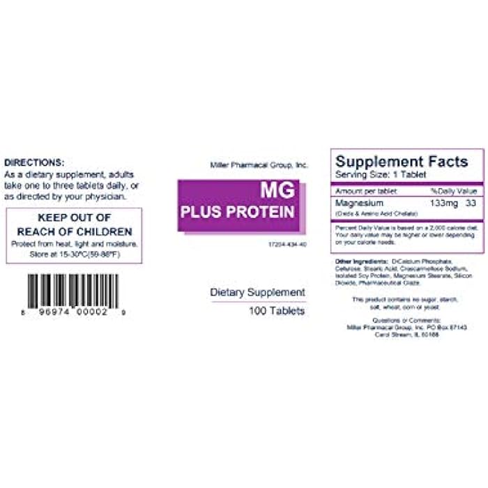 MILLER Mg Plus Protein Mg Plus Protein Miller, 100 tabs 133Mg (Pack of 3) - Image 2