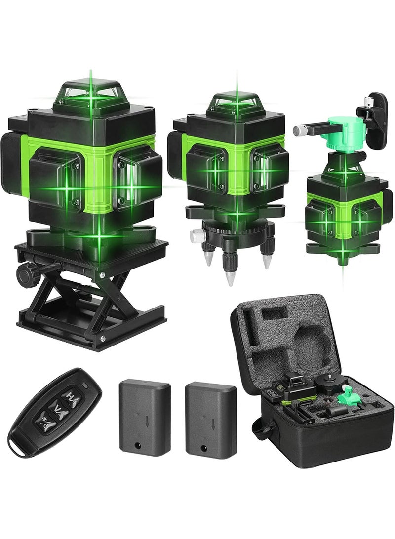 4D 16 Lines Laser Level APP Remote Control Multifunction Level Tool with 3° Self Leveling System Function, Green Self Leveling Laser Level 4x360° Vertical Horizontal Cross with 2xRechargeable Battery - Image 1